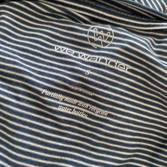 Navy & White Striped Long Sleeve Tunic Tie Front Athleisure Performance Top - Picture 14 of 15